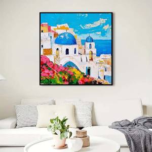 Pintado a mano <span class=keywords><strong>de</strong></span> alta calidad Santorini <span class=keywords><strong>Grecia</strong></span> paisaje mar Egeo <span class=keywords><strong>pintura</strong></span> al óleo para decoración para sala <span class=keywords><strong>de</strong></span> estar soporte <span class=keywords><strong>de</strong></span> artista Base <span class=keywords><strong>de</strong></span> lienzo - Product Image 6