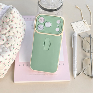 เคสโทรศัพท์แบบมีห่วงคล้องนิ้ว IMD สีพื้น Candy สำหรับ iPhone 17 16 15 Pro Max พร้อมขาตั้งยืดหดได้ ลายพิมพ์  ฝาหลังประดับลูกปัด - Product Image 4