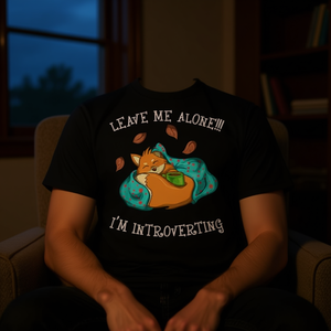 T-shirt Leave Me Alone I'm Introverting Nera Unisex Adulto M Stampa Cartoon 100% Cotone Traspirante Adatta a tutte le stagioni - Product Image 4