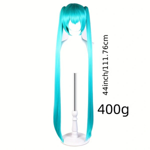 Peluca de <span class=keywords><strong>Cosplay</strong></span> de Seda Doméstica Estilo Princesa de 400g para Vocaloid <span class=keywords><strong>Hatsune</strong></span> <span class=keywords><strong>Miku</strong></span>, Color Azul Aqua, Transfronteriza - Product Image 2