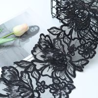 Nouvelle dentelle brodée de sequins de 17 cm avec perles et soie polyester pour accessoires vestimentaires féminins tendance