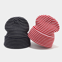 Bonnet en tricot rayé extensible doux avec logo personnalisé, chaud pour l'hiver, pour hommes et femmes, usage quotidien, extérieur, décontracté
