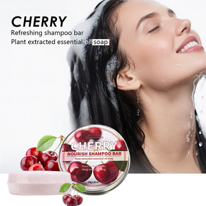 Cherry Solid Shampoo Bar Soap Dry Damaged Hair With Plant Essence Oil Helps Stop Loss and Promotes Healthy Growth Travel Size - Product Image 2
