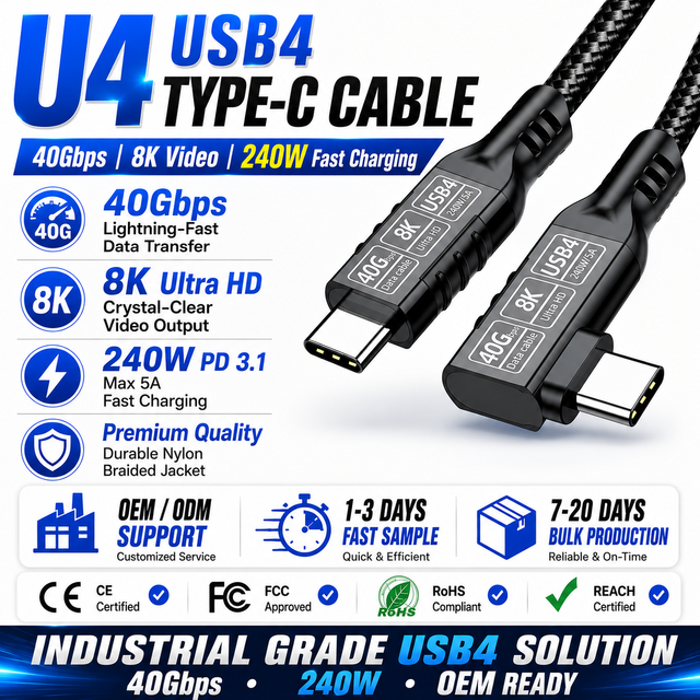 LUNGKAY 8K 60Hz USB4 Thunderbolt 4 Cable 240W PD3.1 Fast Charging 40Gbps Data Transfer for MacBook iPad Pro External SSD