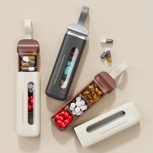 Portable Three-Compartment Plastic Pill Dispenser with Weekly & Outdoor Use Medicine Storage Container