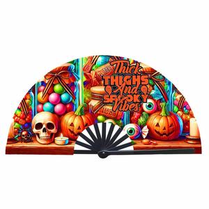 Arrival Customized <b>Large</b> Bamboo Hand <b>Fans</b> Painted with Halloween Decoration and Printed Design - Product Image 6