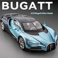 Modèle de supercar Bugatti Tourbillon en alliage de zinc à l'échelle 1:24, avec son et lumière, portes ouvrables, jouet de collection à rétrofriction
