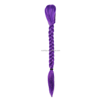 Extensions de cheveux tressés violets de 24 pouces pour enfants, cosplay, longues tresses violettes pour enfants, utilisation pour les fêtes de Noël, perruque de cheveux violets