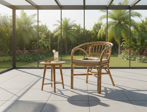 Hot Selling Dolvio Skin Armchair Tufted Handcrafted <b>Rattan</b> Wicker Modern Leisure <b>Chair</b> for Bedroom Dining Apartment & Hotel Use - Product Image 4