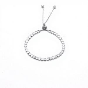 Stainless Steel <b>Adjustable</b> Tennis <b>Bracelet</b> with Sparkling Round Cut Zirconia Stones Slider Chain Elegant Gift for Women - Product Image 3