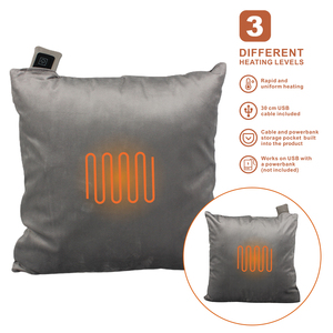 Almohada de Soporte Lumbar Eléctrica Calefactable de Poliéster 100% Reciclado, Retardante de Llama, Desmontable, Lavable, USB, Alivio de la Fatiga - Product Image 3