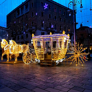 3D Santa Sleigh Horse Carriage Motif <b>Light</b> with LED Illumination for Mall Park and Outdoor Christmas Decoration - Product Image 1