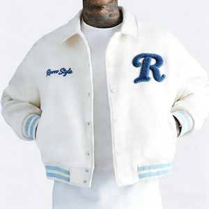 Chaqueta Universitaria Estilo Bomber Personalizada OEM, Vintage, con Bordado Chenille, Parches, Estilo Casual, Hip Hop, Streetwear - Product Image 1