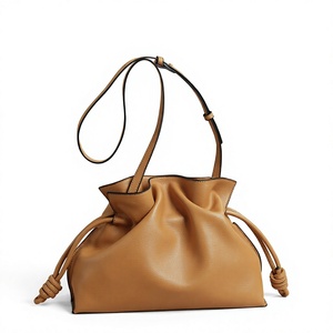 Bolso Bandolera de Cuero Genuino con Cordón, Bolso de Hombro Tipo Cubo para Mujer, Forro de Poliéster, Impermeable, Casual, para Viaje - Product Image 4