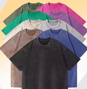 เสื้อยืดคอตตอนแท้ทรงโอเวอร์ไซส์หนาพิเศษ ล้างสีแบบแอซิดวอช สไตล์เรโทร ทรงหลวมสำหรับผู้ชาย เสื้อยืดหรูหรา - Product Image 1