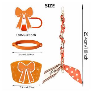 Juego de Accesorios para Vasos <span class=keywords><strong>Stanley</strong></span> de 20, 30 y 40 Onzas con Diseño de Lazo Incluye un adorno para popote, pañuelo de seda, cadena para asa, funda de silicona - Product Image 2