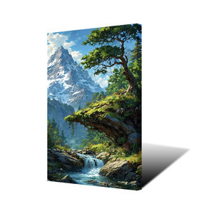 Cascata <span class=keywords><strong>e</strong></span> alberi verdi immagine da <span class=keywords><strong>parete</strong></span> arte stampa ad alta definizione paesaggio pittura su tela <span class=keywords><strong>con</strong></span> cornice interna per la decorazione della <span class=keywords><strong>parete</strong></span> - Product Image 4