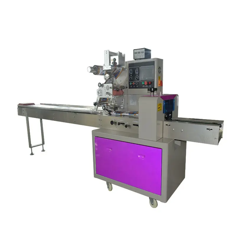 Easy Operate Automatic Horizontal Cookies Biscuit Packing Machine Automatic Pillow Bag Fried Dough Packing Machine Back Sealing