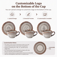 Mug à café en céramique avec logo personnalisé, avec soucoupe, corps côtelé et gaufré, idéal pour les cadeaux promotionnels de café et d'hôtel, commande en gros