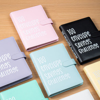 Carnet de notes/agenda A5 en cuir PU avec logo personnalisé, 100 enveloppes, défi d'épargne d'argent liquide, budget, classeur à 6 anneaux
