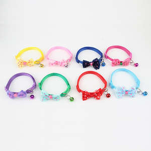 Pajarita de gasa multicolores lunares poliéster Bowknot Collar para mascotas anillo hebilla rápida ajustable gato cachorro con campana perro pajaritas - Product Image 1