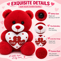 Venta al por mayor de fábrica: Osos de peluche rojos y marrones a juego con almohada de corazón 'Te Amo', animales de peluche OEM ODM para regalo de San Valentín