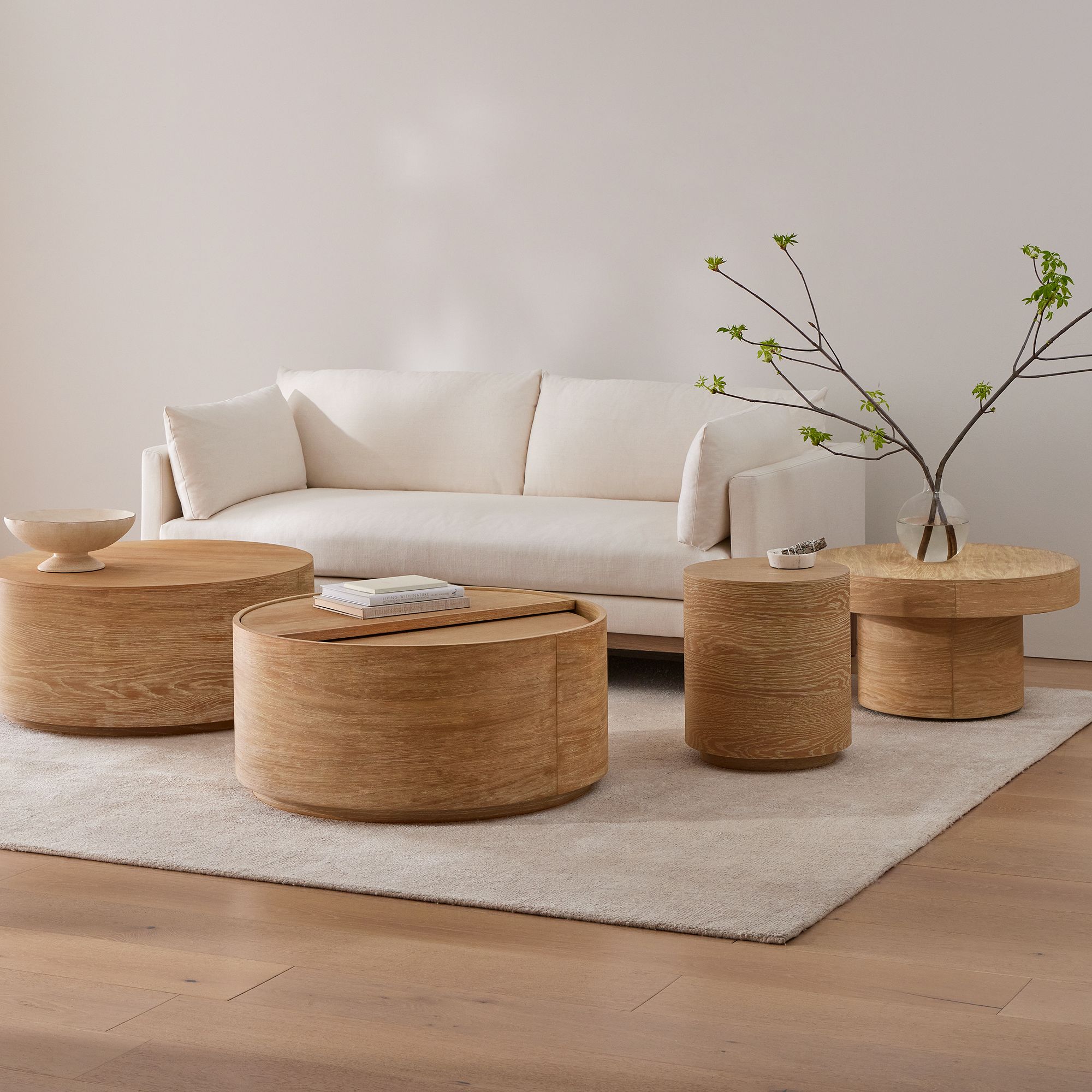 High End Custom Durable Modern Wooden Oak Top Frame Round Living Room Home Furniture Luxury Side Center Coffee Tea Table