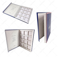 Timbre en or fait main en forme de livre boîte fantaisie boîte de présentation cadeau en carton à rabat avec aimant