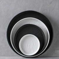 Platos Para Restaurant Traiteur Eevent Creative Dîner Ensemble Plats Porcelaine Vaisselle Mat Rond Blanc Noir Plat Assiette En Céramique