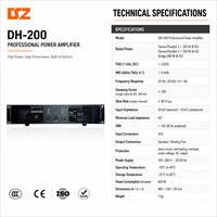 Amplificador de Escenario DSZ DH-200 de 4 Canales y 1200W, Sistema de Sonido Profesional con Carcasa Metálica