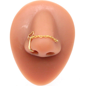 Hot Selling 20G 2mm Hoop Ring <strong>Nose</strong> Chain CZ S Shape Nostril <strong>Studs</strong> With Chain Stainless Steel <strong>Nose</strong> Piercing Jewelry <strong>Nose</strong> Ring - Product Image 4