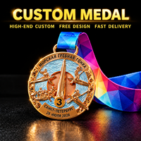 Médaille de sport OEM ODM personnalisée, vente en gros directe d'usine, médaille de troisième place en bronze, médaille de vainqueur à facettes en émail gaufré pour les courses de rame