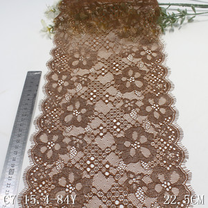 Luxus Glitter Blume mit Goldfaden Design 22cm Braun Französisch Chantilly <span class=keywords><strong>Lace</strong></span> Trim Fancy Wimpern Spitze Non Stretch für Kleider - Product Image 4