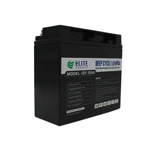 Elite 12V 15ah Rechargeable Lead Acid Replacement Battery Lithium Li-ion LiFePO4 Battery for Security-System/Motor/Buggies/Solar