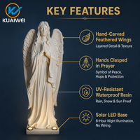 Statue d'ange chrétienne religieuse pour jardin, grande, en résine, alimentée par énergie solaire, avec LED, résistante aux intempéries, pour extérieur