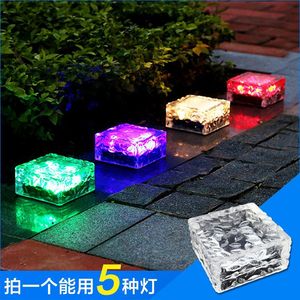 ไฟ LED พลังงานแสงอาทิตย์แบบฝังพื้น IP68 ดีไซน์กระเบื้องปูพื้นทรงสี่เหลี่ยม สำหรับตกแต่งลานบ้าน แคมป์ปิ้งกลางแจ้ง รูปทรงคริสตัล บล็อกน้ำแข็ง ใช้ไฟ DC - Product Image 6
