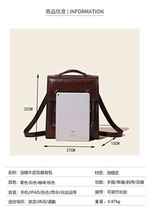 <b>Backpack</b> Purse for <b>Women</b> Fashion Convertible Satchel Handbags <b>Large</b> Capacity Travel Vintage Genuine Leather Bookbag Multipurpose - Product Image 2