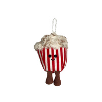 Peluche super douce en forme de petit ours mignon avec pendentif popcorn, avec porte-clés et sac en tissu pour accrocher