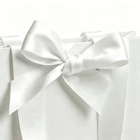 Sacs shopping en papier blanc personnalisés avec poignée en satin, logo de marque imprimé, sac cadeau pour bijoux, pierres précieuses, accessoires de luxe, emballage