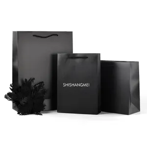 Custom Black Perfume Watch Jewelry Glasses Gemstone Laminate Small Paper Gift Bag Packaging