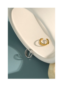 Nuovi Orecchini alla Moda in Argento Sterling 925, Design Unico a Forma di X Intrecciata, Senza Piercing, per Donne EA558 - Product Image 2