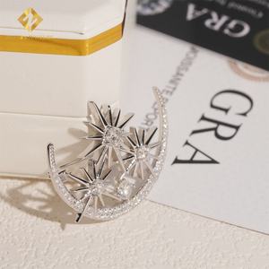 Luxury Moissanite Jewelry Solid 925 Moissanite Iced Out <b>Brooch</b> VVS1 Moissanite Diamond Hip Hop Women Star <b>Brooch</b> - Product Image 5