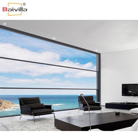 Ventanas correderas verticales motorizadas inteligentes hacia arriba y hacia abajo Ventana de elevación panorámica de balcón de vidrio con aislamiento térmico de aluminio