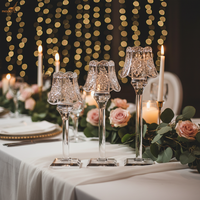 Lampe sur pied en verre cristal, abat-jour, centre de table, bougeoir transparent pour mariage - Grande Vente