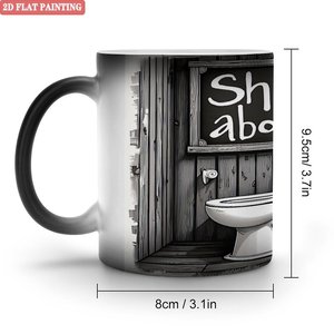 Tasse magique givrée noire 11oz en céramique à changement de couleur activé par la chaleur pour usage quotidien - Product Image 1