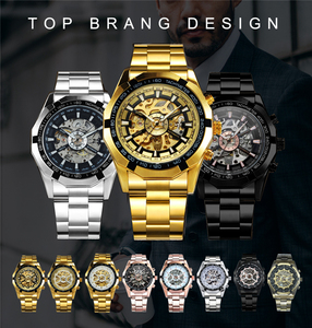 FORSINING GTMS101 Top Brand Watch Luxury <strong>Skeleton</strong> Automatic <strong>Mechanical</strong> Watch Gold <strong>Skeleton</strong> Vintage Man <strong>Clock</strong> - Product Image 3