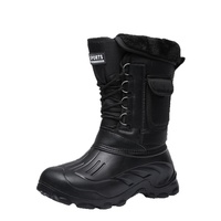 Bottes de neige imperméables mi-mollet pour homme en tissu Oxford noir, idéales pour l'extérieur, la pêche, la cuisine, grandes tailles, collection hiver transfrontalière
