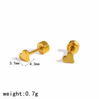 Boucles d'oreilles minimalistes en acier inoxydable plaqué or 18 carats avec strass, style luxe léger, polyvalentes, en forme de nœud et de cœur, pour femmes