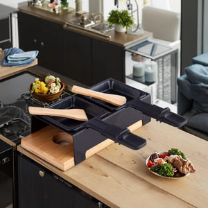 Grill <span class=keywords><strong>Raclette</strong></span> Portable d'Intérieur en Acier Moderne Thermolaqué avec 3 Brûleurs et Dispositif de Sécurité Flamme pour le Camping et les Voyages - Product Image 1