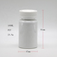 Vente en gros 100ml/3.4oz bouteille de pilules en capsule PET en plastique personnalisée avec bouchon à vis pour supplément pilule capsule médicament conteneur